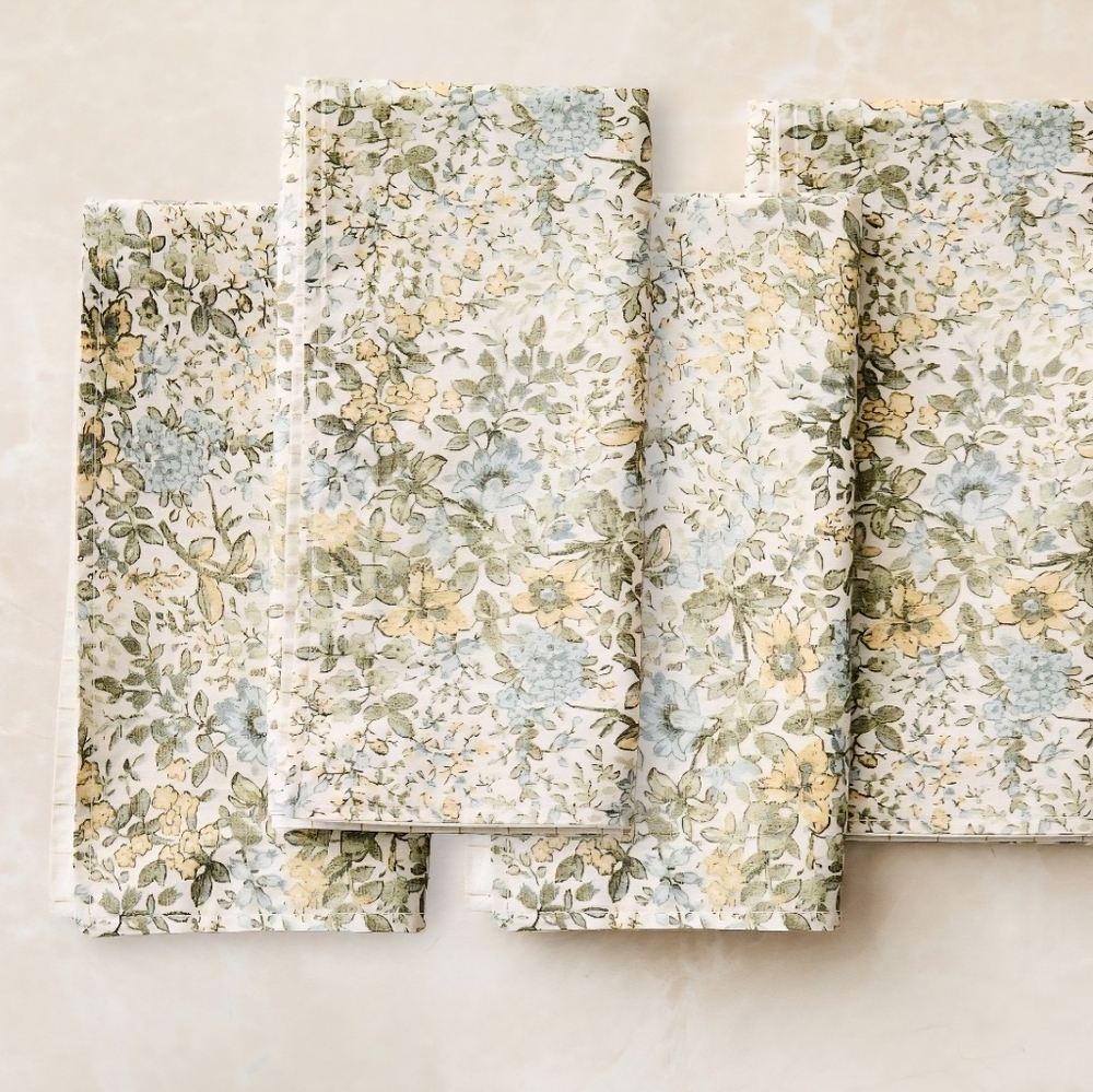 ❤️BUY 2 GET 1 FREE  Frankie Floral Napkin Sets, Color Yellow & Green - Picture 15 of 16